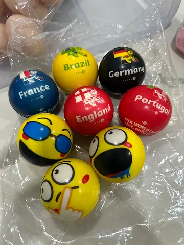 Set of 8 World Flag and Emoji Bouncy stress Balls - soft bouncy Balls