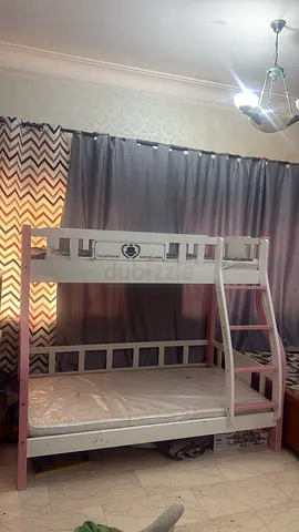 White & Pink Wooden Bunk Bed for Kids - Good Condition- under warranty