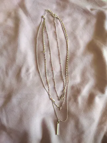 Layered silver chain necklace set - 3 chains, lightweight