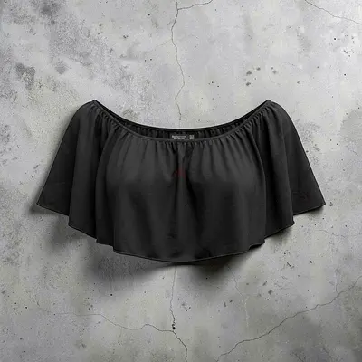 Bershka Black Off-Shoulder Crop Top, Size Medium (Simple Summer Top)