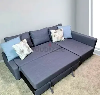 Modern Gray L-Shaped Pull Out Sofa Bed