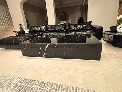 black marqina marble coffee table - rectangular modern design