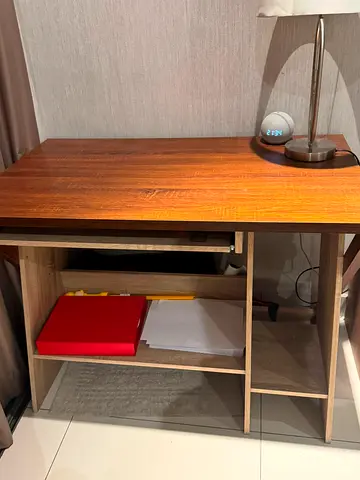 Wooden Study Desk with Open Shelves - Good Condition