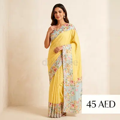 Light Yellow Floral Border Saree