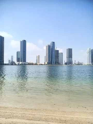 1 bedroom with big hall, extra extension like a small room, parking and balcony sea view for rent in Al Waha tower, Sharjah, Al Khan