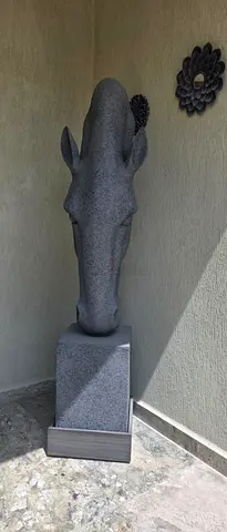 Horse head statue