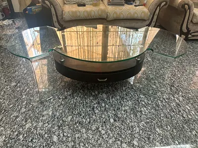 Heavy living room center table (glass top, modern design)