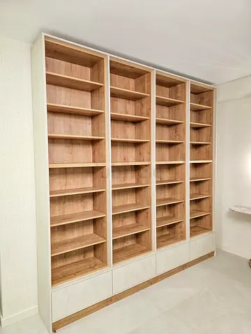 Large Wooden Bookshelf with Four Vertical Sections