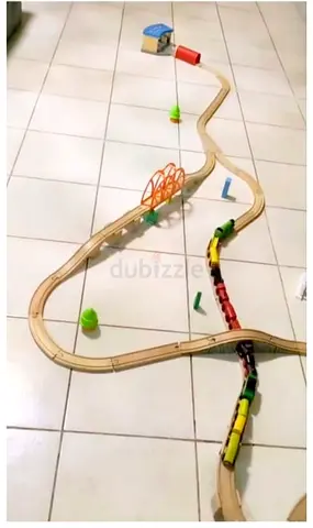 Wooden IKEA Train Track Set with Bridge and Accessories