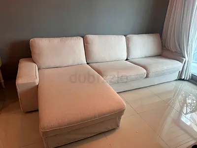 4 Seat sofa with chaise lounge, light beige color (L-Shape Sofa) from Ikea