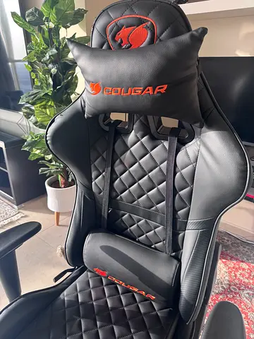 Cougar Black Quilted Gaming Chair with Lumbar and Head Support