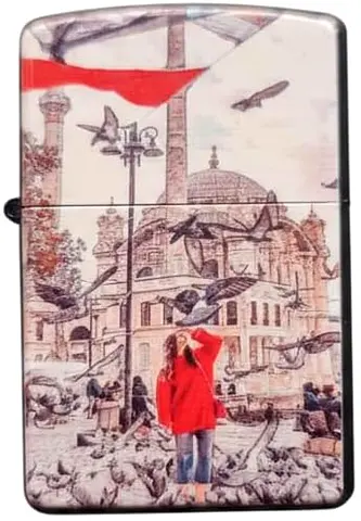 Vintage-style Decorative Zippo Lighter with Istanbul Mosque Scene 97
