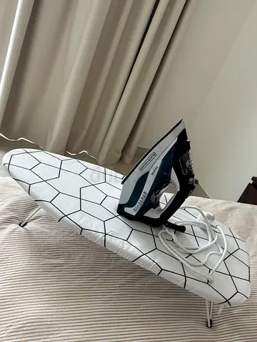 Steam Iron with Cord on Ironing Board - Good Working Condition