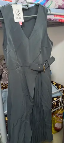 Sleeveless Dark Grey Belted Jumpsuit, New with Tags