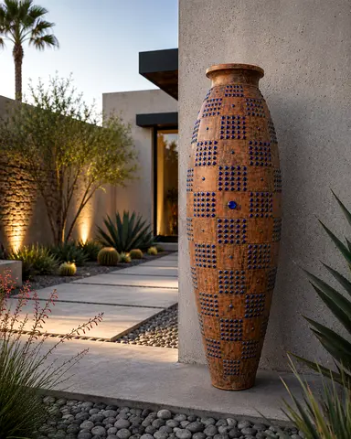 Tall Decorative Desert Terracotta Garden Vase / Urn