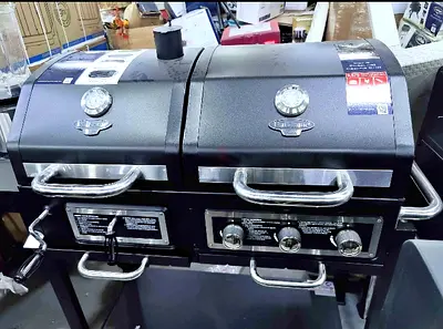UniFlame Classic Gas & Charcoal Combo Grill, a versatile outdoor cooking station designed for those