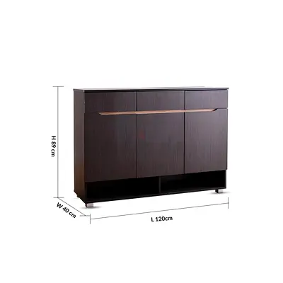 Dark wood bedside nightstand with open shelf (single piece)