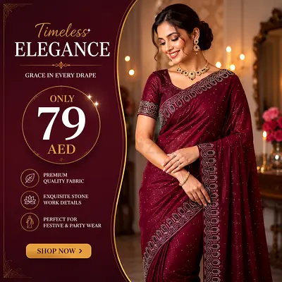 Maroon Embellished Saree