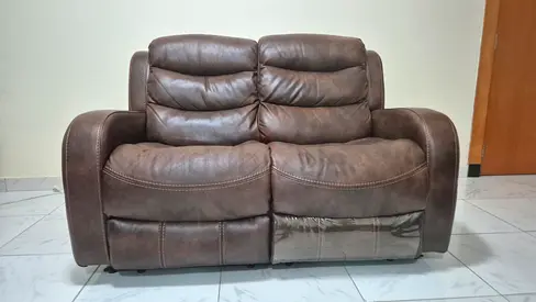 2-Seater Brown Faux Leather Recliner Sofa / Loveseat