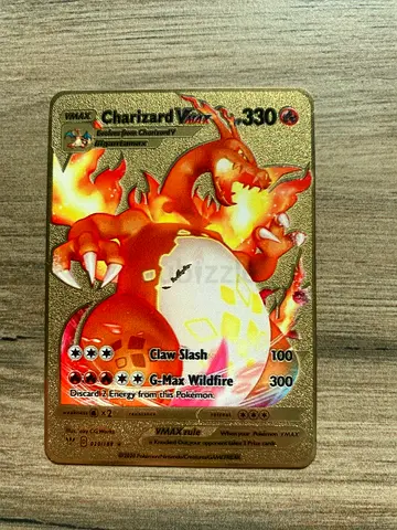 Charizard VMAX Shiny Gold Metal Pokémon Card