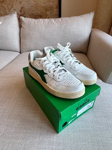 Diadora MI Basket Low Used White/Green – EU 42 – Brand New with Box