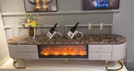 Brane new Top marble tv unit with Fire Available