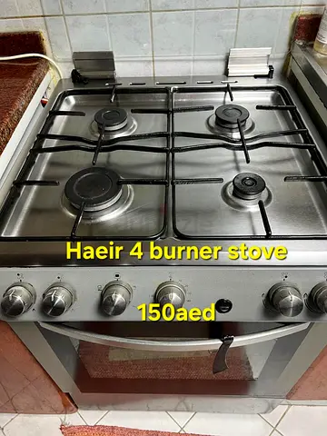 Haier 4-burner gas stove with oven - used, working (AED 150)