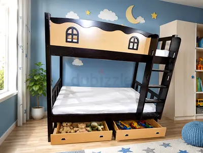 Solid Wood Kids Bunk Bed with Storage Drawers - Twin/Full Combo New For Sale