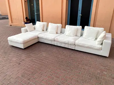 Marina home feather 🪶 filled 5_ piece's Corner Sofa with footstool
