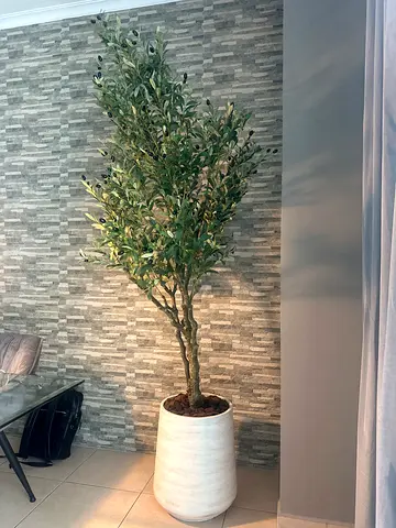 Tall artificial olive tree in ceramic pot - 2.5 meters tall
