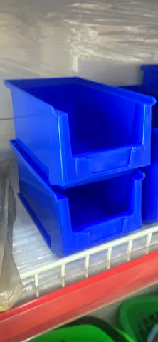 Blue Stackable Plastic Storage Bins (Set of 2)