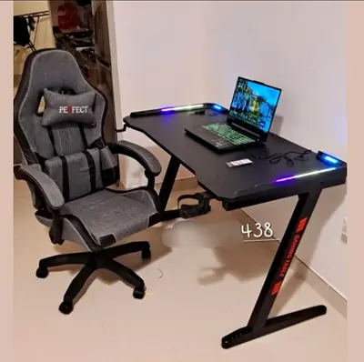 Gaming desk with LED lights and gaming chair (set)