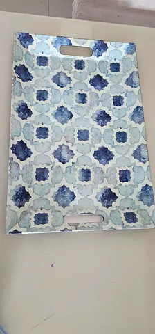 Decorative Plastic Serving Tray with Side Handles