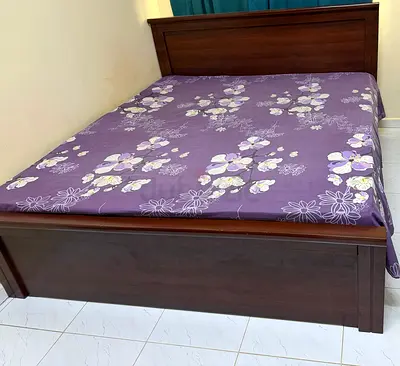 Solid wood double King size bed frame with headboard and footboard - good condition