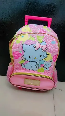 Pink Kids Trolley Backpack with Cute Kitty Design - Small