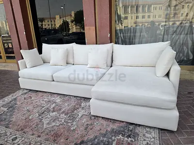 Perfect condition Crate&Barrel Lounge Deep feather filled L Shape Sofa Beige Color