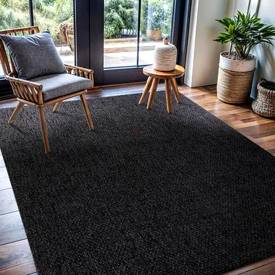 Dark Charcoal Solid Area Rug - Excellent Condition