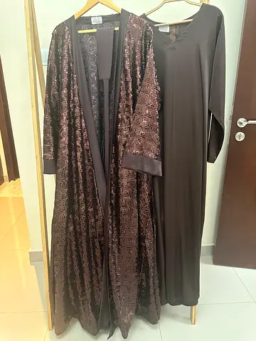 Brown embroidered abaya / long dress - gently used