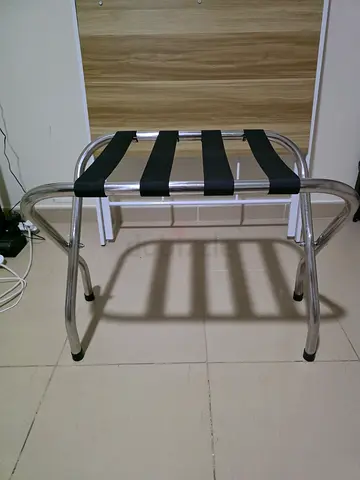 Chrome luggage rack/bench with fabric straps