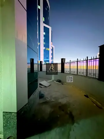 For annual rent in Ajman, in the Orient Towers: one bedroom, living room, two bathrooms, and the living room is closed.