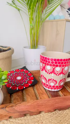 Hand-painted Ceramic Mug with Coaster — Set of 2 Decor Pieces