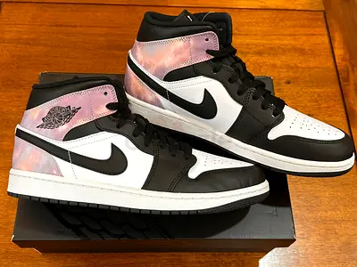 Air Jordan 1 Mid tie-dye pink/black/white sneakers - US size 10 brand new