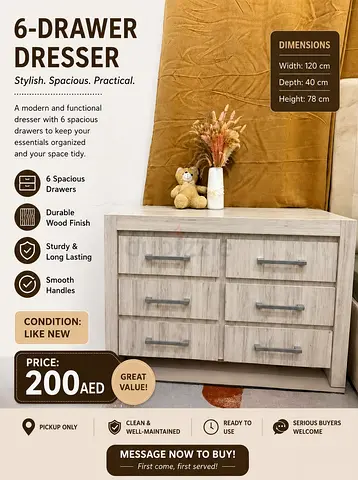 6-Drawer Wooden Dresser