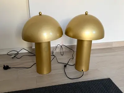 Pair of Gold Mushroom Table Lamps — Modern Decorative Lamps