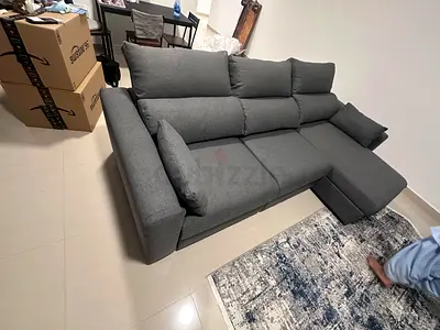 Eskilstuna L dark Sofa bed with storage