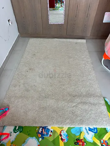 IKEA Cream Solid Color Shaggy Rug