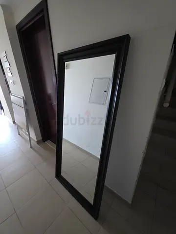 Large Sturdy Full-Length Black Framed Wall Mirror - Good Condition