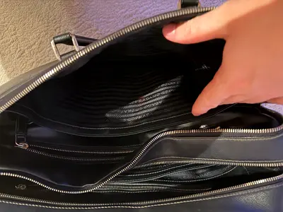 Prada Saffiano Leather Briefcase - Black
