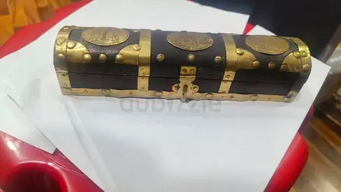 Decorative Brass and Wood Trinket Chest- 6x5cm