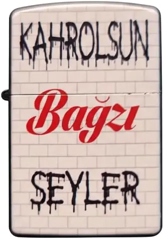 Vintage-style lighter with Turkish script design (KAHR OLSUN / Bağzı Şeyler) 120